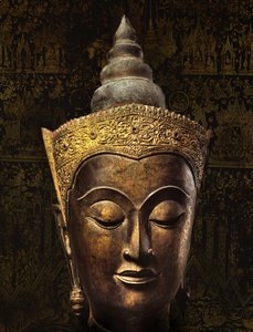アユタヤ様式の冠をかぶった仏像の頭部（ブロンズ
