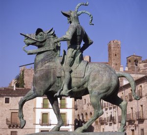 フランシスコ・ピサロ（1478年頃～1541年頃）の騎馬像（ブロンズ