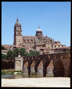 トルメス川のローマ橋と大聖堂の眺め 作： School Spanish