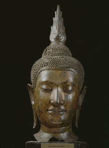 瞑想する仏陀の頭部（ブロンズ 作： School Thai