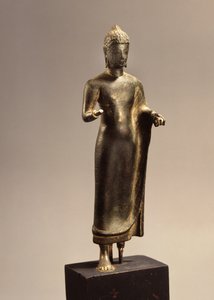 仏陀立像、ダヴァーラヴァティー時代（ブロンズ