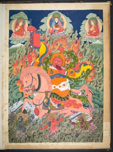 追加。 または。 3053    チベットの芸術家によるチベットの神々を描いた 12 枚の絵のうちの 1 枚、おそらくラサで、1800 年頃    (紙にガッシュ) 作： School Tibetan