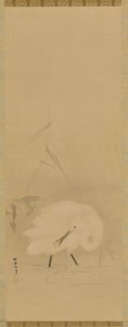 ヘラサギと水草 江戸時代・17世紀半ば 作： School of Kano Tan