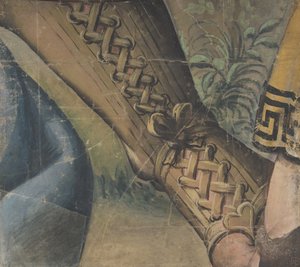 タペストリー漫画の断片: Buskin、Drapery、および植物の足、1500-1550。