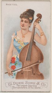 デューク ブランドのタバコ用の楽器シリーズ N82 のバス ヴィオール、1888 年、1888 年。 作： Schumacher and Ettlinger