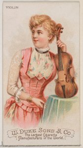 ヴァイオリン、デューク ブランドのタバコ用の楽器シリーズ N82、1888 年、1888 年。 作： Schumacher and Ettlinger