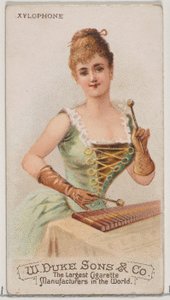 木琴、デューク ブランドのシガレット用楽器シリーズ N82、1888 年、1888 年。 作： Schumacher and Ettlinger