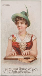 デューク ブランドのシガレット用の楽器シリーズ N82 のツィター、1888 年、1888 年。 作： Schumacher and Ettlinger