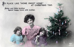 「No Place like Home Sweet Home at Christmas Time」、グリーティング カード、c1900-1919。 作： Schwerdffeger and Co