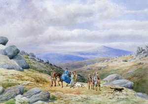 高地での射撃パーティー、1868（紙にトイレ） 作： Scottish School