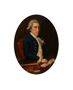ネアンのアレックス・ローズ、彼のフルートと音楽の本とともに（キャンバスに油彩） 作： Scottish School