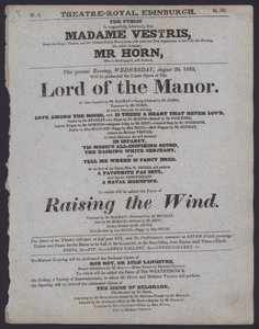 1823年8月20日、エディンバラ王立劇場の劇場プログラム（リトグラフ版 作： Scottish School