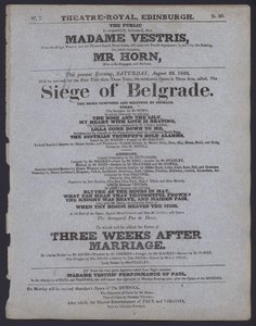 1823年8月23日、エディンバラの王立劇場の劇場プログラム（リトグラフ版 作： Scottish School