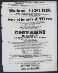 1829年10月6日、エディンバラ王立劇場の劇場プログラム（リトグラフ版 作： Scottish School
