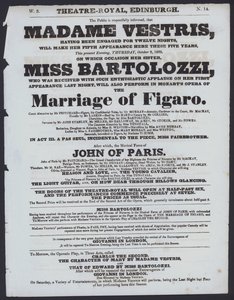 1829年10月8日、エディンバラ王立劇場の劇場プログラム（リトグラフ版 作： Scottish School