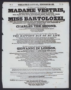 1829年10月9日、エディンバラのシアター・ロイヤルの劇場プログラム（リトグラフ版 作： Scottish School