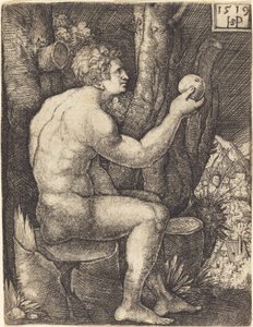 着席したアダム 作： Sebald Beham