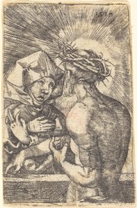 いばらの冠をかぶったキリストが母親と話す 作： Sebald Beham
