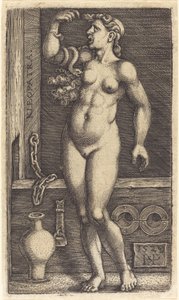 立っているクレオパトラ 作： Sebald Beham