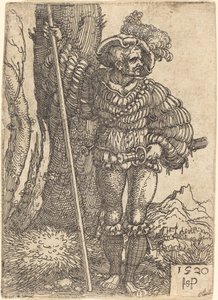 木のそばに立つ歩兵 作： Sebald Beham