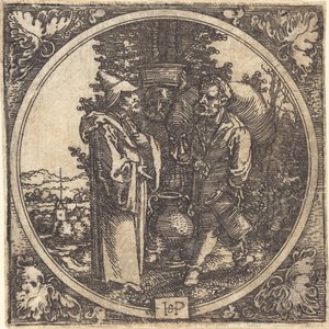 紳士と 2 人の使用人、またはソロンと 2 人の農民 作： Sebald Beham