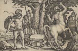 ネススを殺すヘラクレス、『ヘラクレスの労働』、1542 年。 作： Sebald Beham