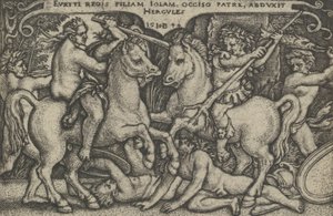 『ヘラクレスの労働』より、イオーレを誘拐するヘラクレス、1544年。
