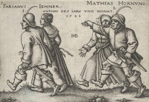 農民の饗宴または十二ヶ月、1546年からの1月と2月。 作： Sebald Beham
