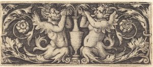 角笛を吹くトリトンの飾り 作： Sebald Beham