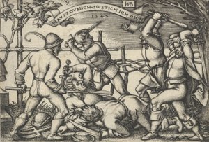 農民の喧嘩、「農民の饗宴または十二ヶ月」、1547年。 作： Sebald Beham