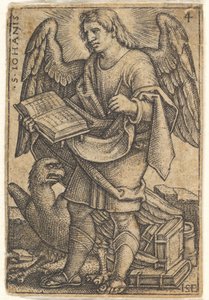 プレート 4: 頭を左に 4 分の 3 回転させた聖ヨハネ、1541 年。 作： Sebald Beham