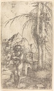 風景の中の聖ヒエロニムス 作： Sebald Beham