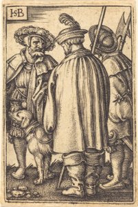 3 人の兵士と 1 匹の犬 作： Sebald Beham