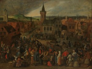 フランドルの町での市場の日 作： Sebastiaen Vrancx