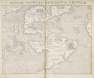 北アメリカの地図、新しい島々、17 の新しい地図、セバスチャン・ミュンスター 作： Sebastian Munster