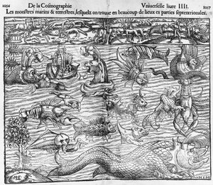 セバスチャン・ミュンスター（1489-1552）による『Cosmographia Universalis』の挿絵「海と陸の怪物」。
