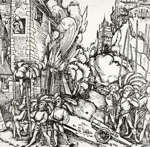 カルタゴ包囲戦、Sebastian Munster (1488-1552) による Universalis Cosmographia (Universal Cosmology) からの彫刻。 ドイツ