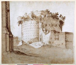 A Mausoleum（ペン、茶インク、紙 作： Sebastian Vrancx