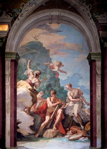 悪徳と美徳の間の岐路に立つヘラクレス - フレスコ画 作： Sebastiano Ricci