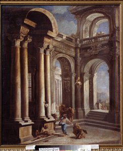 エリコの盲目のバーティミアスの癒し。 ジェリコの盲目の男の癒し. セバスティアーノ リッチ (1659-1734) の絵画。 キャンバスに油彩。 イタリアのバロック美術。 ロシアのヴォロネジ (ヴォロネジ) にあるイヴァン クラムスコイ (またはクラムスコイ) 美術館。 作： Sebastiano Ricci