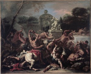 ラピスとケンタウロス-ラピスとケンタウロスの間の戦い。セバスティアーノリッチによる絵画 作： Sebastiano Ricci