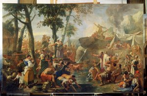 岩から水を引くモーセ 作： Sebastiano Ricci