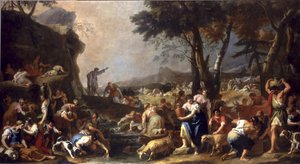 モーセは岩から水を流します、1725-26 作： Sebastiano Ricci