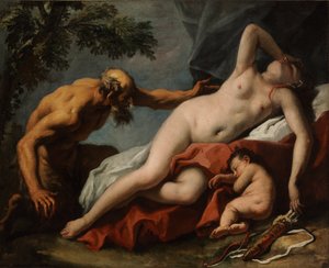 ヴィーナスとサティル-セバスティアーノ・リッチによる絵画 作： Sebastiano Ricci