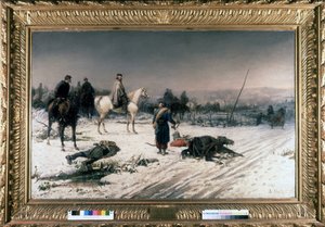 戦場のディジョンにいるガリバルディ、S.デ・アルベルティスの絵。1877.リソルジメント博物館。ミラノ 作： Sebastiano de Albertis