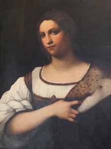 女性の肖像、またはフォルナリーナ（パネルに油彩） 作： Sebastiano del (c.1485 1547) Piombo