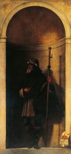 聖シニバルド、オルガン扉の装飾、約1509年、セバスティアーノ・デル・ピオンボ（約1485-1547）作、油彩・カンヴァス、293x137cm、サン・バルトロメオ教会（イタリア、ヴェネツィア）。 作： Sebastiano del (c.1485 1547) Piombo
