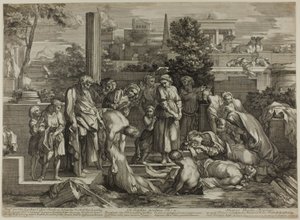 「慈悲の業」より死者を葬る 作： Sébastien Bourdon