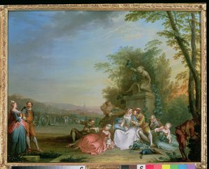 ブドウの収穫、1750年頃（パネル）（87638とペア） 作： Sebastien II Le Clerc