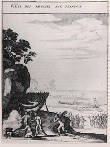 フランス人を訪れた野蛮人たち（デュ・テルトル牧師の「Histoire des Antilles habitees par les Francais」より 作： Sebastien I Le Clerc